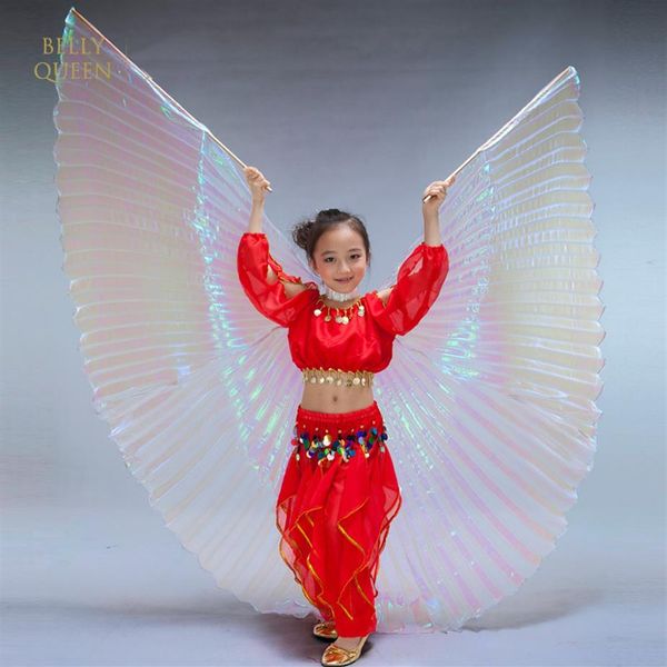 Polyester Kinder Isis Flügel Kinder Bauchtanz Flügel Gold Silber Weiß mit Sticks329e