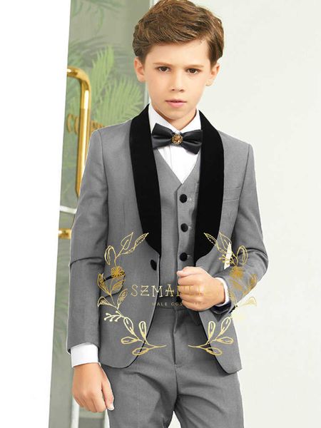 Ternos meninos terno 3 peças casamento smoking festa jaqueta colete calças criança blazer conjunto crianças piano desempenho roupas traje enfant garonHKD230704