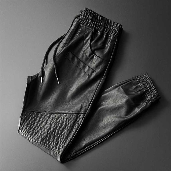 Pantaloni da uomo in pelle di marca Thoshine Pantaloni da jogger in vita elastica di qualità superiore Pantaloni da motociclista in ecopelle Pantaloni Harem 2257M