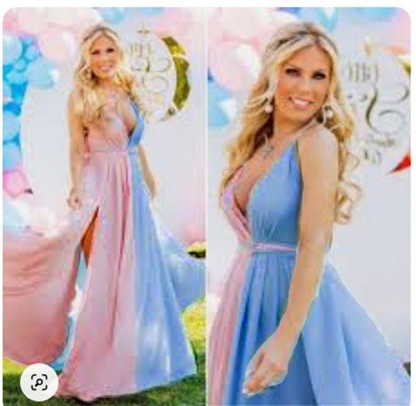 Vestido para chá de bebê, vestido de gravidez, vestidos de maternidade para sessão de fotos, mulheres grávidas, azul e rosa