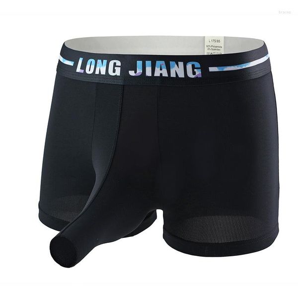 Unterhosen Sexy Homosexuell Unterwäsche Männer Boxershorts Dünne Eis Seide Männlich Mid-rise JJ Penis Cueca Calzoncillos S-XL Marke