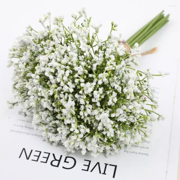 Fiori decorativi 16X Gypsophila artificiale Plastica Mazzi floreali fai-da-te Festa di nozze Casa El Decorazioni natalizie Bouquet regalo