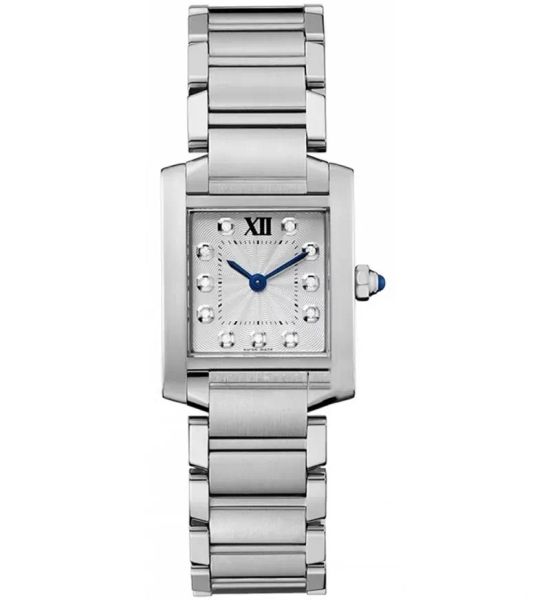 U1 Top AAA clássico relógio de quartzo feminino quadrado Tank Series Must dial escala de diamante literalmente incrustada safira aço inoxidável à prova d'água Ultra fino Relógios de pulso femininos