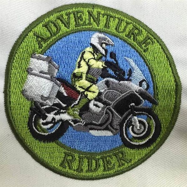 Nuovo arrivo Adventure Rider Patches MC Motocicletta ricamata con ferro sulla toppa ricamata sulla giacca della borsa 290k