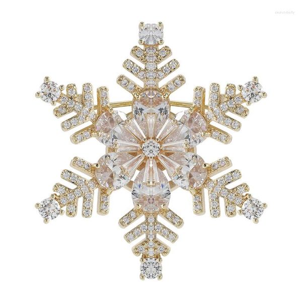 Broschen Damen, klarer Zirkonia, WINTER-Schneeflocken-Brosche, Anstecknadel, Weihnachtsaccessoires, Schmuck, Urlaub, Weihnachtsgeschenk, groß