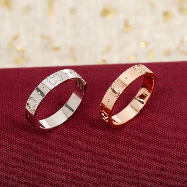 Çar Halka Men Ring Tasarımcı Yüzük Nişan Nişan Yüzük Moda Titanyum Çelik Mektup Boyutu 5-10 Bant Yüzük Kadınlar İçin Jewlery Tasarımcı Altın Yüzük Burun Yüzük Tırnak