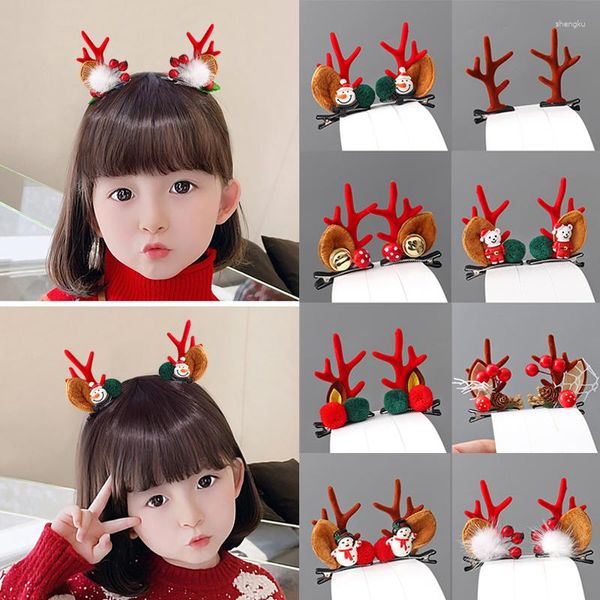 Acessórios de cabelo Cute Girls Christmas Hairpin Antlers Pine Cone Hairpins Kids Headwear Bands Rabo de cavalo Fixo Headdress