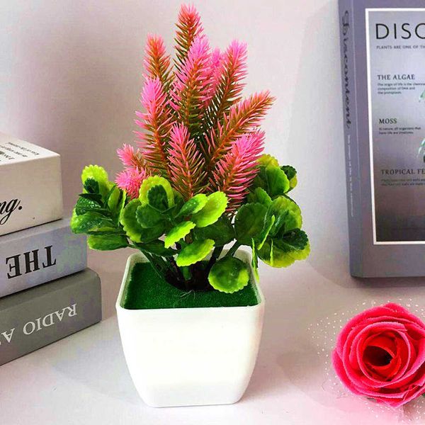 Flores secas 1pc flor artificial grama vaso bonsai sala de estar escritório jardim mesa decoração