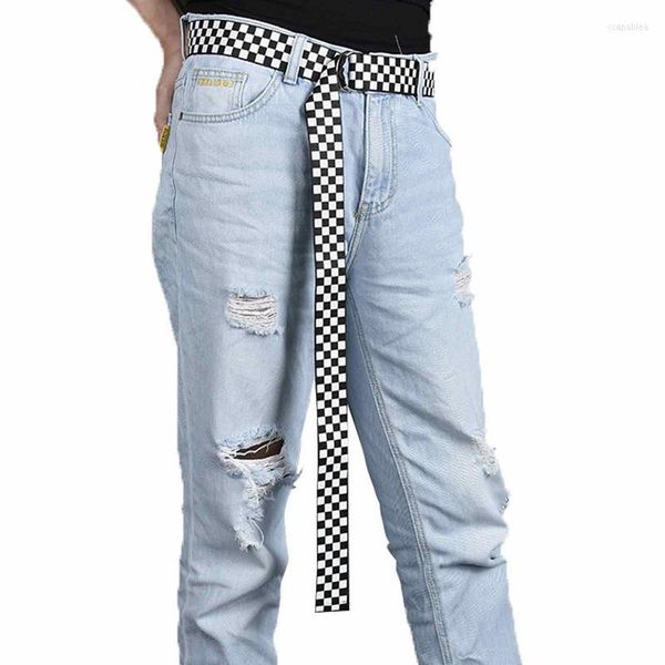 Sacos de armazenamento Cinto quadriculado feminino Cintos de lona Faixa de cintura Faixa de cintura Casual Xadrez Moda Preto e branco Jeans xadrez