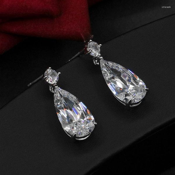 Orecchini pendenti Marca Genuine Luxury Real Jewels Set di orecchini da sposa Sparkle Micro Zircon Accessori per abiti da sera Gioielli per la cena di nozze Ciao