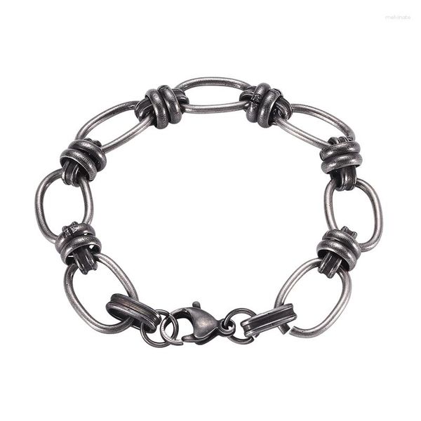 Pulseiras Link Design de Moda Street Hipster Pulseira Hip-hop Masculina Aço Inoxidável Corrente Grossa Feminina Acessórios Punk GS0106