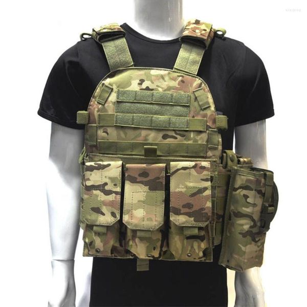 Jaquetas de caça de placa de náilon colete multifuncional camuflagem molle webbed gear equipamento de combate ajustável para acampamento esporte de viagem