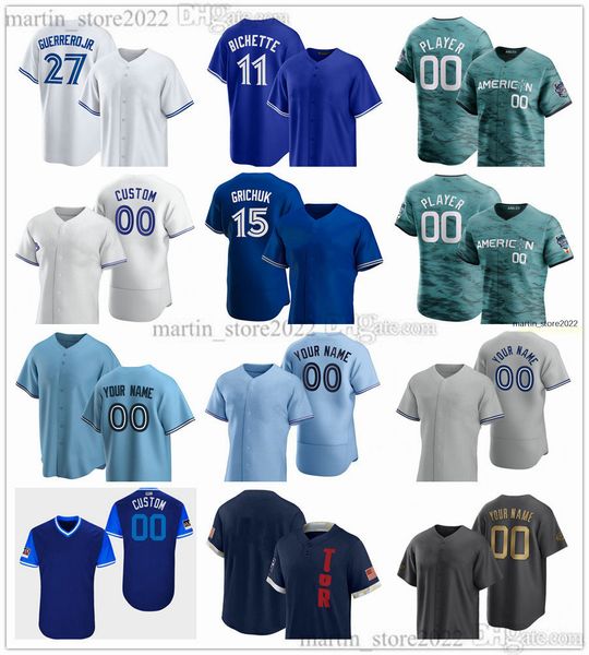 Maglie da baseball All-Star 2023 27 Vladimir Guerrero Jr. 34 Kevin Gausman 11 Bo Bichette 15 Whit Merrifield 4 George Springer 6 Alek Manoah 99 Hyun Jin Ryu 93 Yimi Garcia