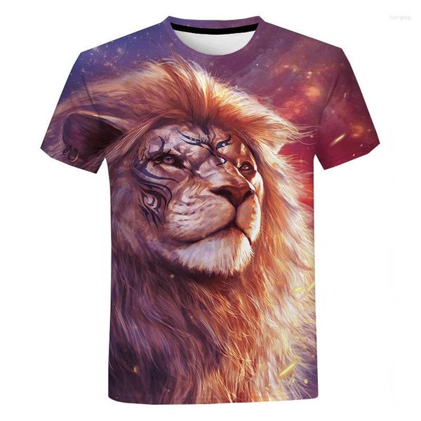 T-shirt da uomo T-shirt con stampa 3D Lion Shirt O Neck Abbigliamento corto casual Estate Streetwear T-shirt manica fresca da uomo