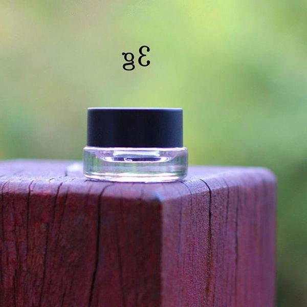 3 g Cremetiegel aus klarem Glas mit schwarzem Kunststoffdeckel, 3-Gramm-Kosmetiktiegel, Verpackung für Proben, 3 g Mini-Augencremeflasche aus Glas F20171384 Sagog