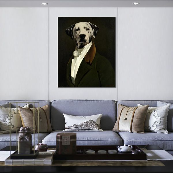 Retratos de animais Arte em tela de cachorro Um cavalheiro dálmata Thierry Poncelet Reprodução de pintura a óleo feita à mão Decoração moderna de escritório
