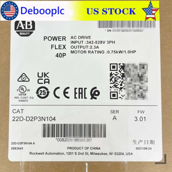 *novo* Allen-bradley 22d-d2p3n104 Série A. Powerflex 40p 0,75 Kw 1hp Ac Drive