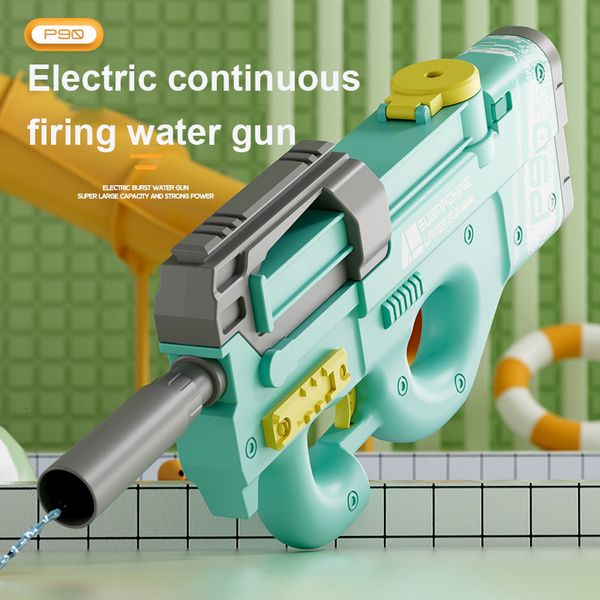 Gun Toys P90 Pistola ad acqua elettrica Pistola ad acqua ad alta velocità a fuoco continuo Bottiglia d'acqua di grande capacità Estate Giocattoli da spiaggia all'aperto per bambini 230703