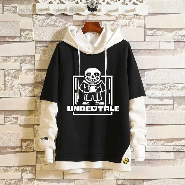 Erkek Hoodies Anime Undertale Sans Cosplay Costume Hoodies 3D Erkek Kadın Hoodie Giyim Sahte Hip Hop İki Parça HKD230704