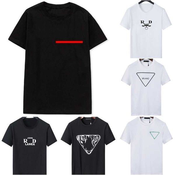Designer-T-Shirt Herren T-Shirt Damen Luxus Schwarz T-Shirt Damen Kleidung T-Shirts Baumwolle Kurzarm Dreieck Print Inlay T-Shirts Mode T-Shirts Größe S-4XL303V