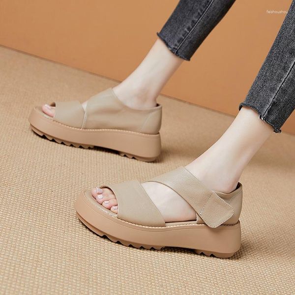 Sandali Delle Donne di Alta Qualità di Estate Casual Scarpe Con Plateau Sandali Con La Suola Spessa Open Toe Confortevole Per Zapatos Mujer DM-49