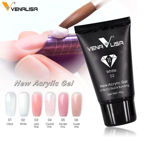 Ложные гвозди Venalisa Poly Nail Gel 45G Design Builder Акриловый прозрачный кристаллический кумуфлаж Расширенный желе -лак 230704