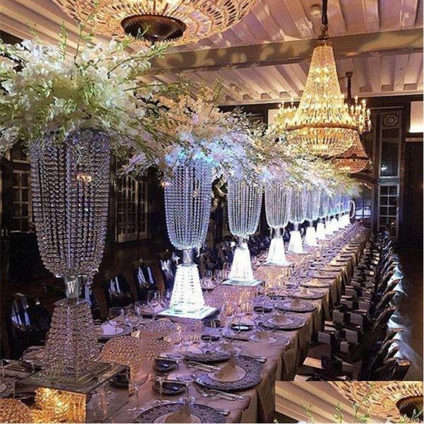 Outros suprimentos para festas festivas Peças centrais de casamento Adereços para decoração de mesa Alto luxo Cortina de contas de cristal Cited Castiçal Welco Dhmwj