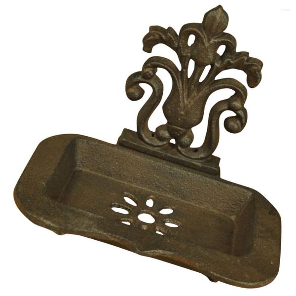 Set di accessori per il bagno Portasapone in ferro Portavassoio in metallo drenante Scatola portaoggetti per contenitore per lavandino del bagno