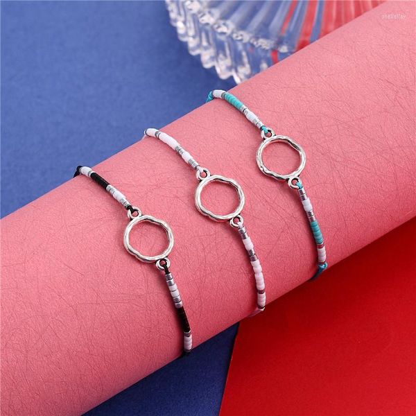 Charm-Armbänder YIZIZAI Bohemian Geometrische Hohl Kreisförmige Für Frauen Boho Kleine Perlen Armband Geschenke Einstellbare Seil Schmuck