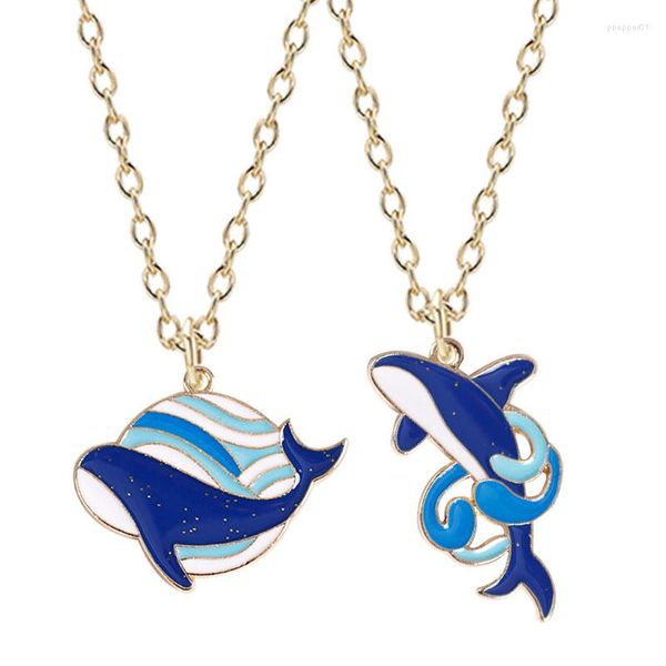 Подвесные ожерелья 2023 Harajuku Пара творческий синий кит -конец мужские и женские аксессуары