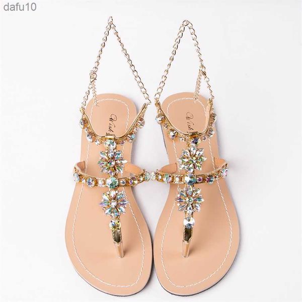 2023 New Summer Women Fashion Fashion Diamond Sandals Casual Beach Shining Boho Shoes Femal T-Crap Throng Flip Flops Slippers плюс размер L230704