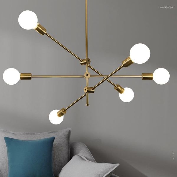 Lustres ouro moderno pingente de teto luminária lustre sputnik lustre nórdico pós-moderno lâmpada suspensa decoração lustre