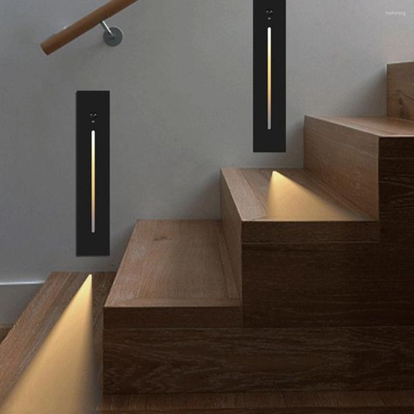 Candeeiro de Parede Interior Escada Sensor Impermeável Piso Luz Nocturna Degrau Rescessed Escada Decoração de Casa Canto Escada LED