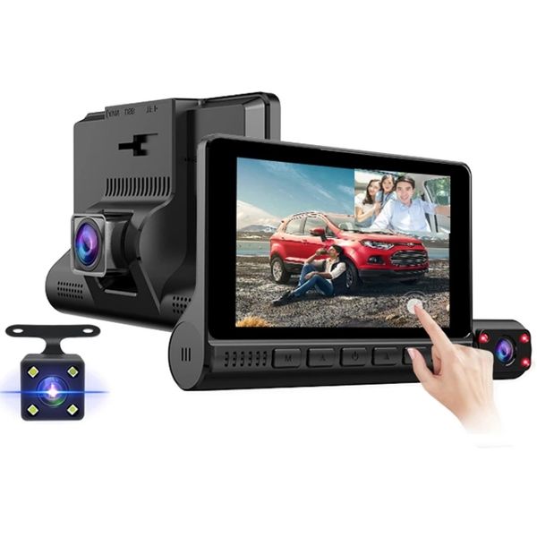 3Ch Car DVR Dashcam Driving Video Recorder 4 polegadas Touch Screen 1080P Full HD 170 graus amplo ângulo de visão para gravação frontal interior traseira