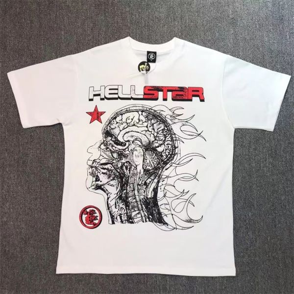 T-shirt da uomo Hellstar T-shirt in cotone 100% con cervello stampato High Street 1 1 Vestibilità ampia Maniche corte adatte sia a uomini che a donne 230703