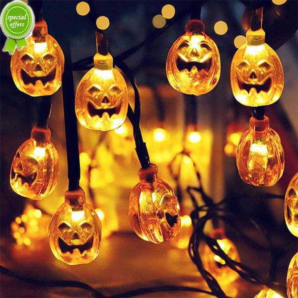Nuovo 1,5 m Decorazione di Halloween LED String Lights Ghirlanda di pipistrelli fantasma di zucca incandescente con luci Decorazioni di Halloween per la casa