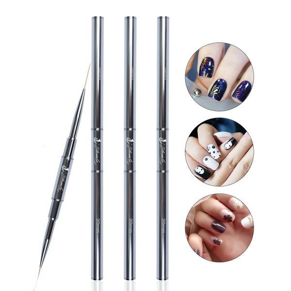 Pennelli per unghie Pennello Eval Liner per unghie Dual End French Stripe Flower Manicure Line Paintting Pen Gel UV 230704