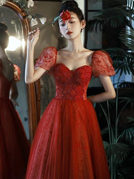 Платья для вечеринок летняя невеста вино красное платье без спинки.
