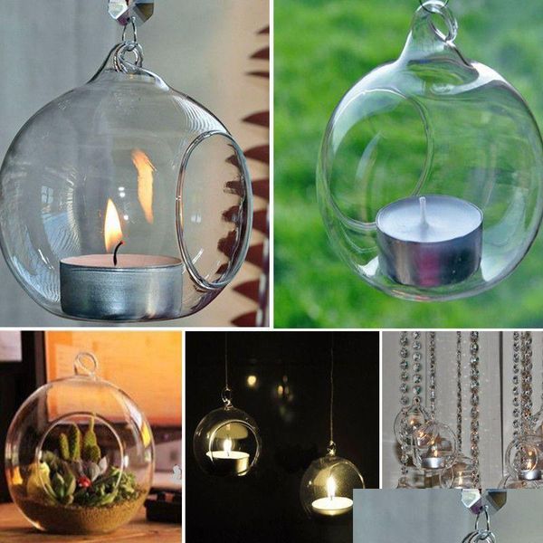 Castiçais 80 mm românticos pendurados tealight globos de vidro terrário castiçal de casamento vaso para casa el bar decoração drop del dhm3i
