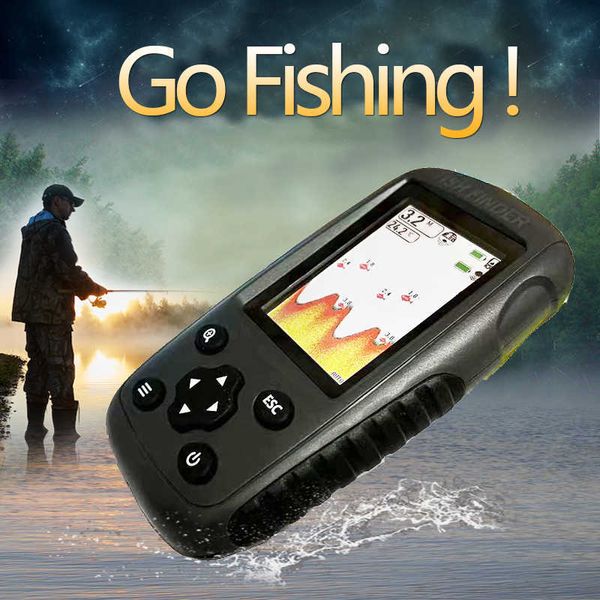 Бесплатная доставка Fish Finder! Новая красочная беспроводная рыба Fisher Finder Dot Matrix Sonar Датчик датчика глубины Echo Sounder Rechared Battery Hkd230703