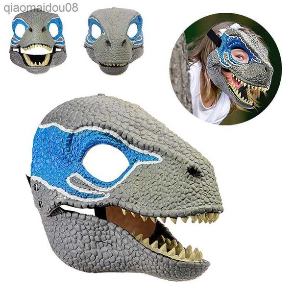 2022 Maschera di dinosauro Horror Dino Maschera Copricapo Adulto Bambini Festa Cosplay Bocca aperta Dinosauro Maschera in lattice Regalo di Natale L230704