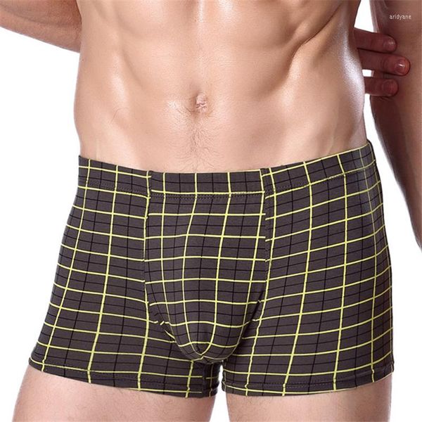 Mutande Intimo di cotone Pantaloncini boxer da uomo Taglia grande Mans Plaid Mutandine solide di alta qualità Maschile