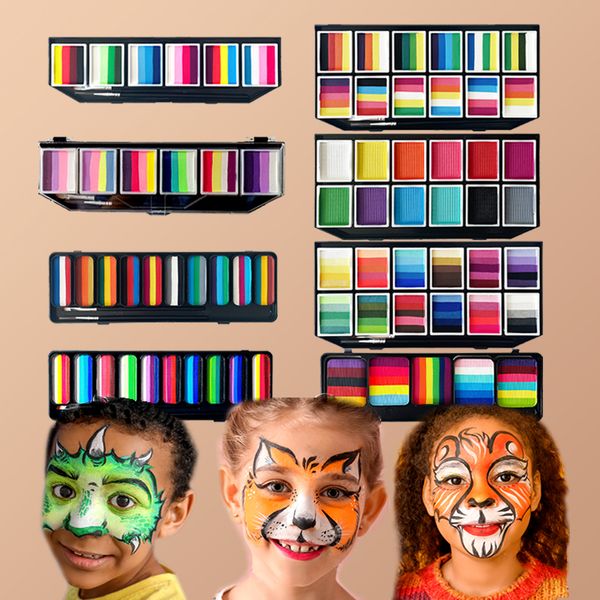 Tinta Corporal Multicolor Pintura Facial Infantil Atacado Tinta Corporal Tatuagem Arte Maquiagem Festa Beleza Paleta De Tintas Com Pincel Kit 230703