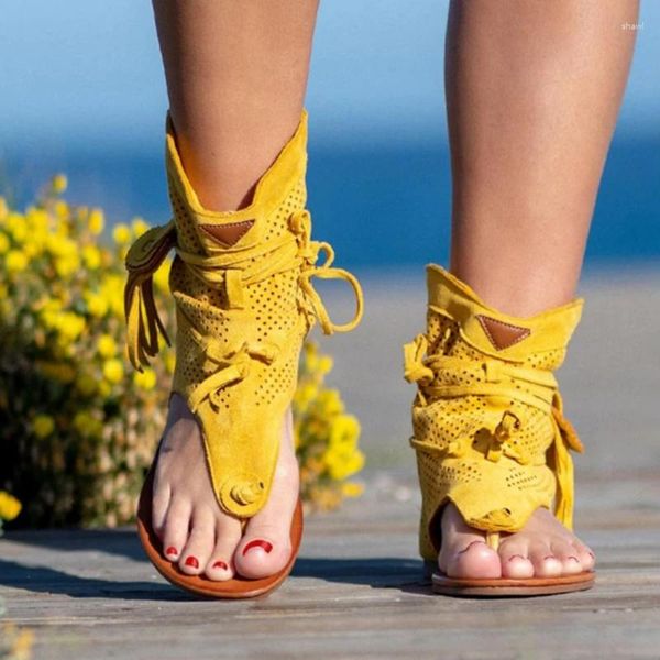 Sandálias Comemore Senhoras Flip Flops Botas Casual Borla Roma Moda Verão Mulher Sapatos Feminino Feminino 2023 Retrô Gladiador