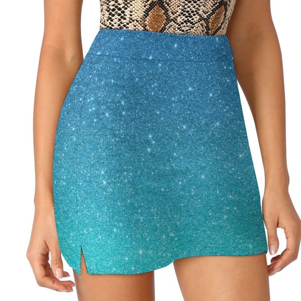 Gonne Blu Turchese Ombre Trendy Glitter Light Proof Pantalone Gonna minigonne corte sexy in stile giapponese 230703