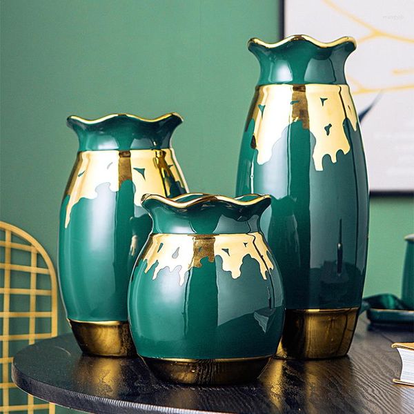 Vasi Modern Simple Light Luxury Vaso in ceramica Stile nord europeo Soggiorno Tavolo da tè Decorazione Grande e piccolo Decorat