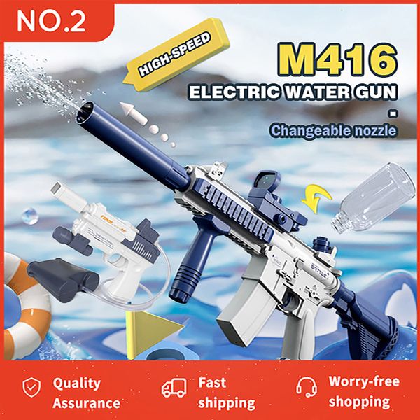 Gun Toys Summer Pistola ad acqua elettrica completamente automatica Ricaricabile a lungo raggio Sparo continuo Space Party Game Spruzzi Kids Toy Boy Gift 230703