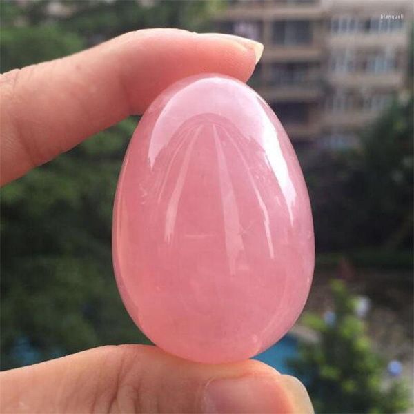 Estatuetas decorativas 1 peça natural rosa quartzo rosa cristal em forma de ovo esfera curativa pedra preciosa