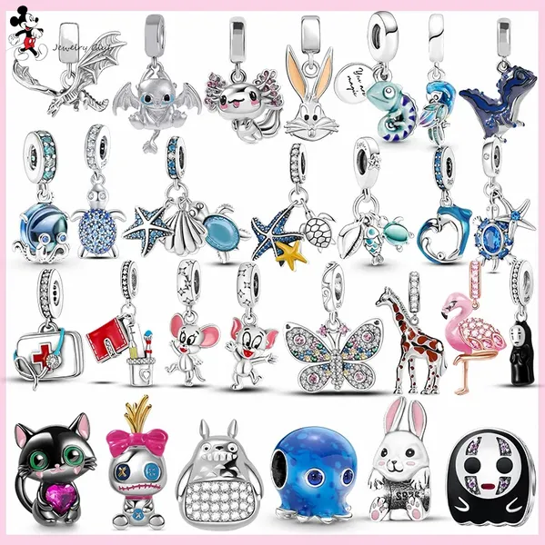 Per charm pandora ciondoli perline in argento 925 Dragon Rabbit Cat Turtle Set di charm per animali Ciondolo