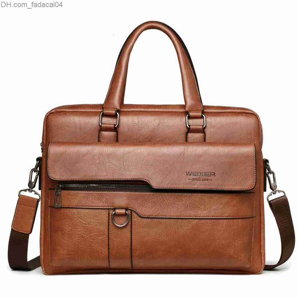 Pastas maletas maleta masculina bolsa de negócios de alta qualidade marca famosa couro do plutônio bolsa mensageiro bolsa de escritório 14 polegadas bolsa para laptop Z230704